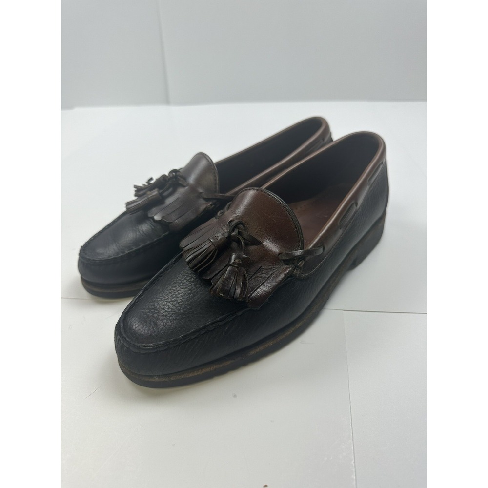 Allen Edmonds Mens Sz 9 B Nashua Black/Brown Leather Tassel Kiltie Loafers 42250